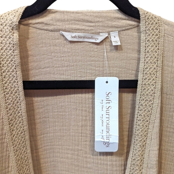 Soft Surroundings Renata Gauze Open Front Lightweight Topper in "Safari" (S) - Picture 3 of 8